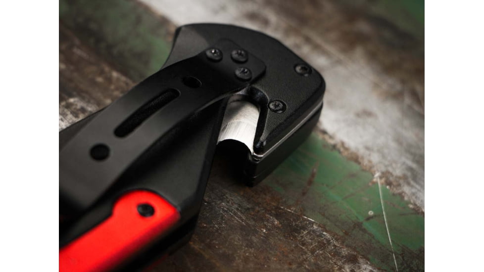 Boker Fire Chief Folding Knife, 4.53in, 440A, Serrated Blade, Aluminum Black Handle, 01LL313