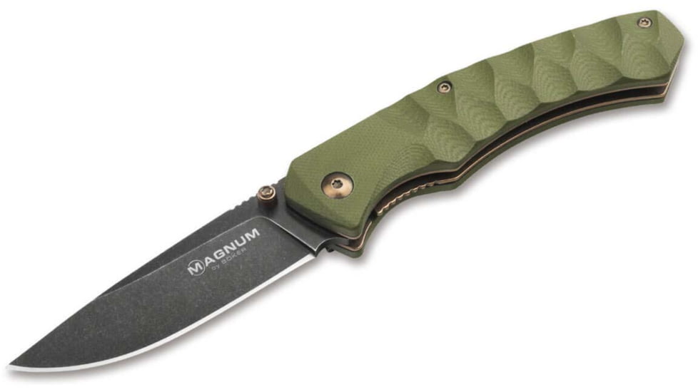 Magnum Iguanodon Folding Knife, 3.15in, 440A, G10 Olive Handle, 01SC072