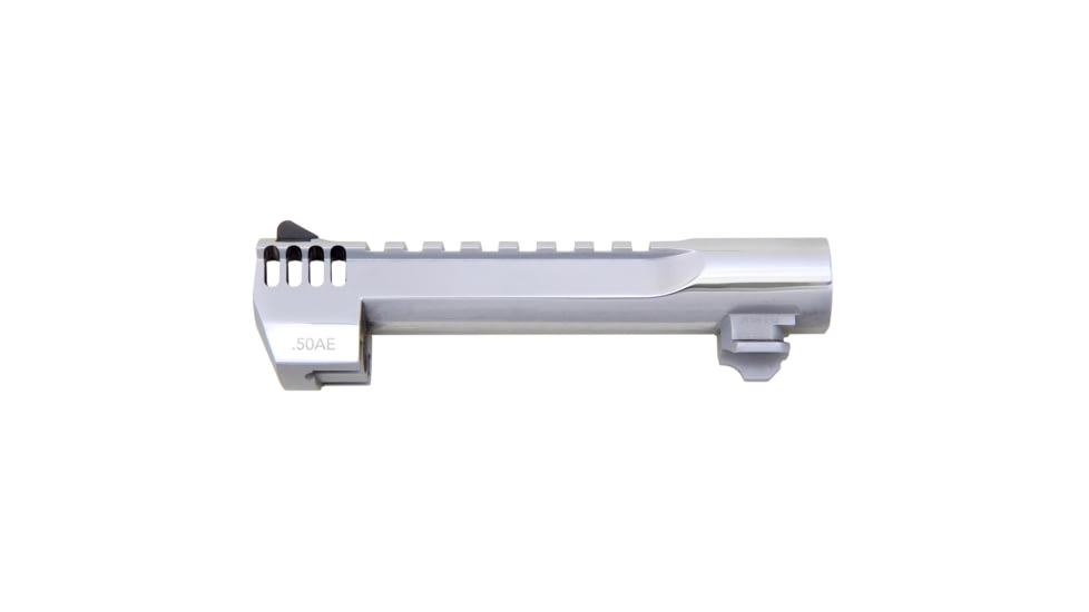 Magnum Research Barrel, .50 Action Express, 6, Picatinny Accessory Rail, With Muzzle Brake, Fits Desert Eagle MK XIX 50AE, Polished Chrome Finish, Silver