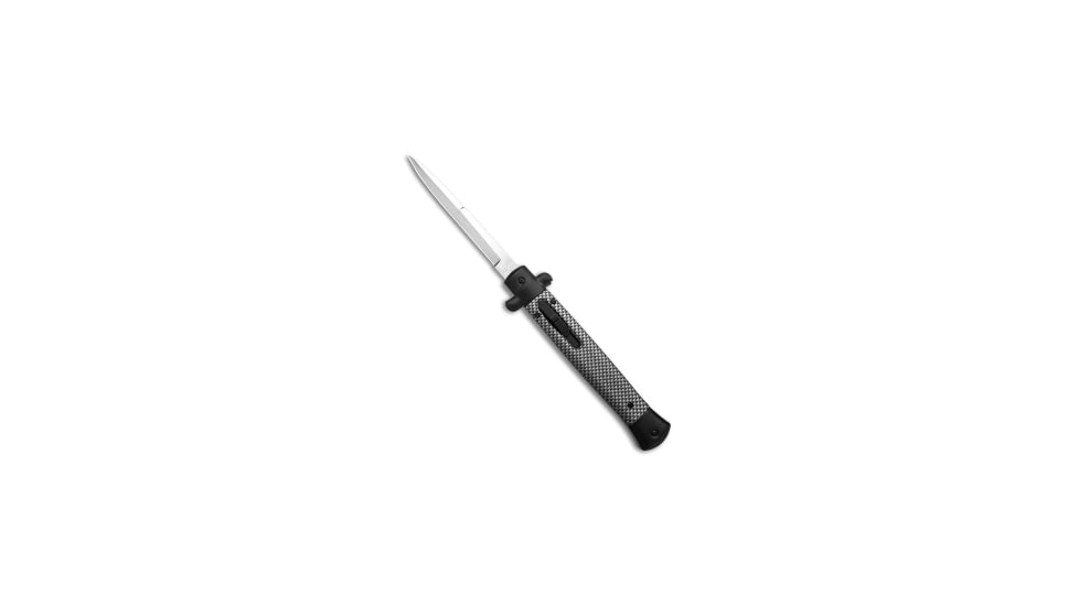 Mago 11" Italian Stiletto OTF Automatic Knife Carbon Fiber 4.9" Satin Bayo, Black/Gray, Stainless Steel, adult, BHQ-142024