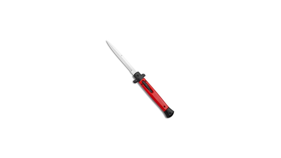 Mago Mago 11&quot; Italian Stiletto OTF Automatic Knife Red/Black Satin Bayonet, Black/Red, Stainless Steel, adult, BHQ-119274
