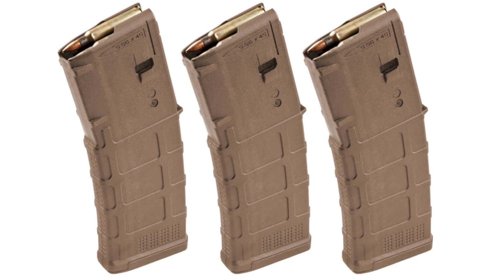 Magpul Industries PMAG GEN M3 AR-15/M16/M4 Rifle Magazine, .223 Rem/5.56x45mm NATO, 30 Round, Medium Coyote Tan, 3 Pack, Polymer, MAG557-MCT-30RD