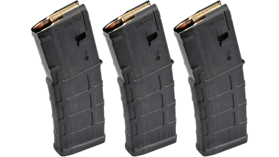 Magpul Industries PMAG GEN M3 AR-15/M16/M4 Rifle Magazine, .223 Rem/5.56x45mm NATO, 30 Round, Black, 3 Pack, Polymer, MAG557-BLK-30RD