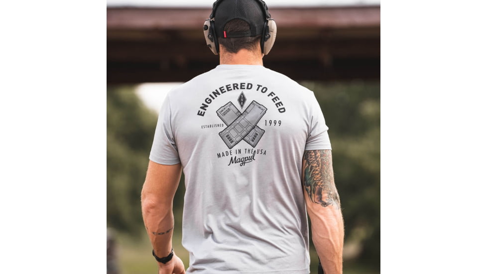 Magpul Industries Engineered To Feed T-Shirt - Mens, Stone Gray Heather, Cotton/Polyester, Short Sleeve, Medium, MAG1280-041-M