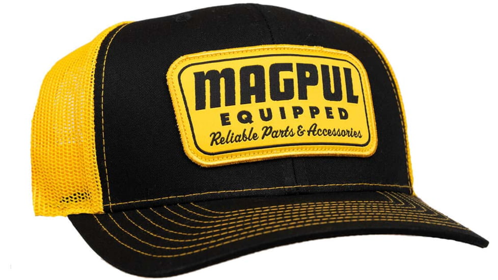 Magpul Industries Equipped Trucker Hat, Black/Gold, One Size, MAG1179-005