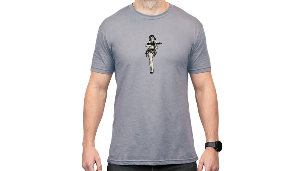 Magpul Industries Hula Girl CVC Graphic T-Shirts - Men's, Stone Gray Heather Cotton/Polyester Short Sleeve, 2XL, MAG1117-041-2XL