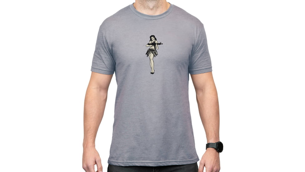 Magpul Industries Hula Girl CVC Graphic T-Shirts - Men's, Charcoal Gray Cotton/Polyester Short Sleeve, Small, MAG1117-010-S