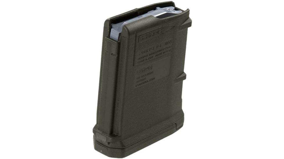 Magpul Industries PMAG 10 AR-15/M4/M16/SA-80 .223 Remington/5.56x45mm NATO 10 Round Rifle Magazine, OD Green, 10, MAG559-ODG