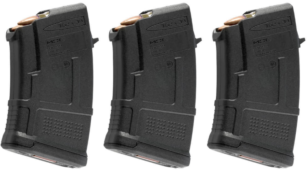 Magpul Industries PMAG 10 AK/AKM MOE 7.62X39mm, Black MAG657-BLK, 3-Pack