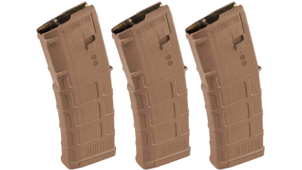 Magpul Industries PMAG 10/30 AR/M4 GEN M3 Rifle Magazine, 10 Round, 5.56x45, Medium Cayote Tan, 3-pack