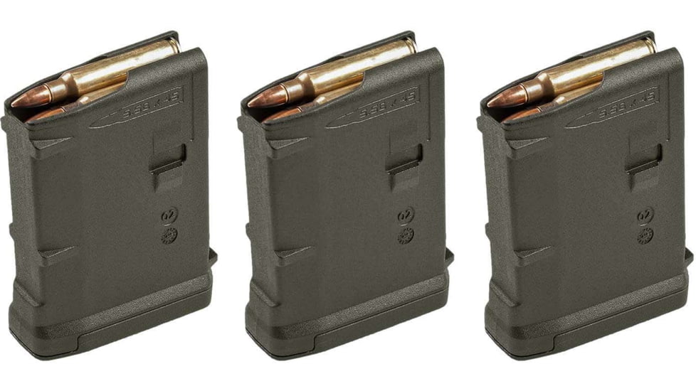 Magpul Industries PMAG 10 GEN M3 Magazine, AR-15/M4, .223/5.56, 10-Round, Olive Drab Green, 3-pack