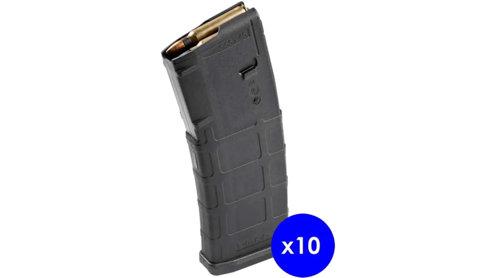 Magpul Industries PMAG GEN M2 MOE AR-15/M16/M4 Rifle Magazine, .223 Rem/5.56x45mm NATO, 30 Round, Black, 10 Pack, Polymer, MGMPI571BLK-30RD