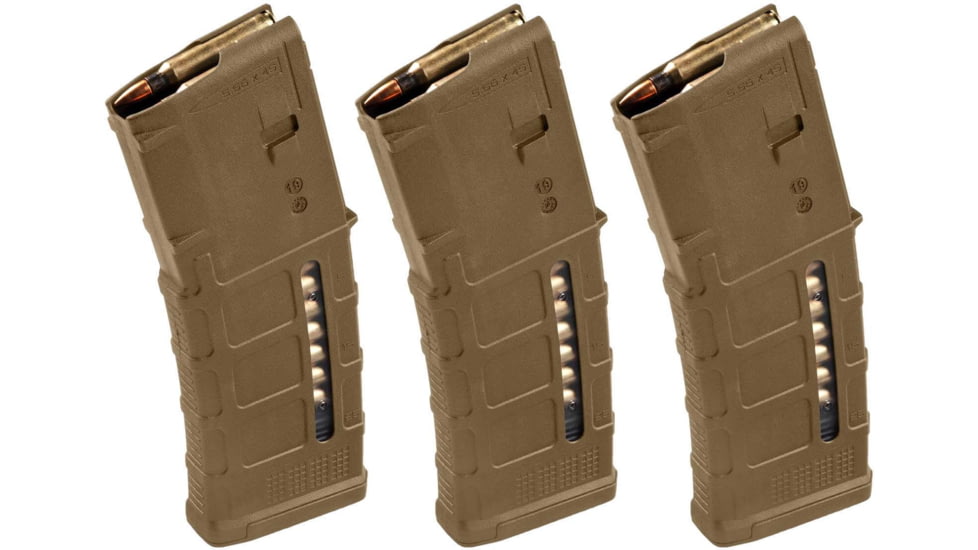 Magpul Industries PMAG GEN M3 AR-15/M16/M4 .223 Rem/5.56x45mm NATO, Modified Coyote Brown, 3-Pack