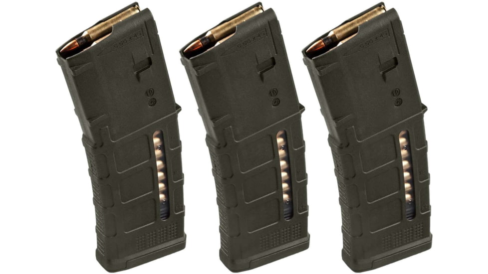Magpul Industries PMAG GEN M3 AR-15/M16/M4 .223 Rem/5.56x45mm NATO, Olive Drab Green, 3-Pack
