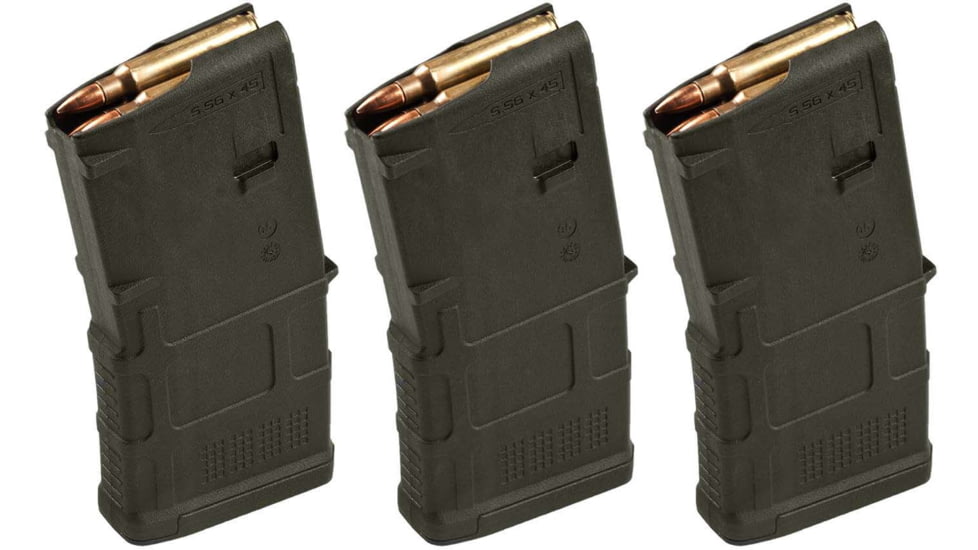 Magpul Industries PMAG GEN M3 AR-15/M16/M4 Rifle Magazine, .223 Rem/5.56x45mm NATO, 20 Round, Olive Drab Green, 3 Pack
