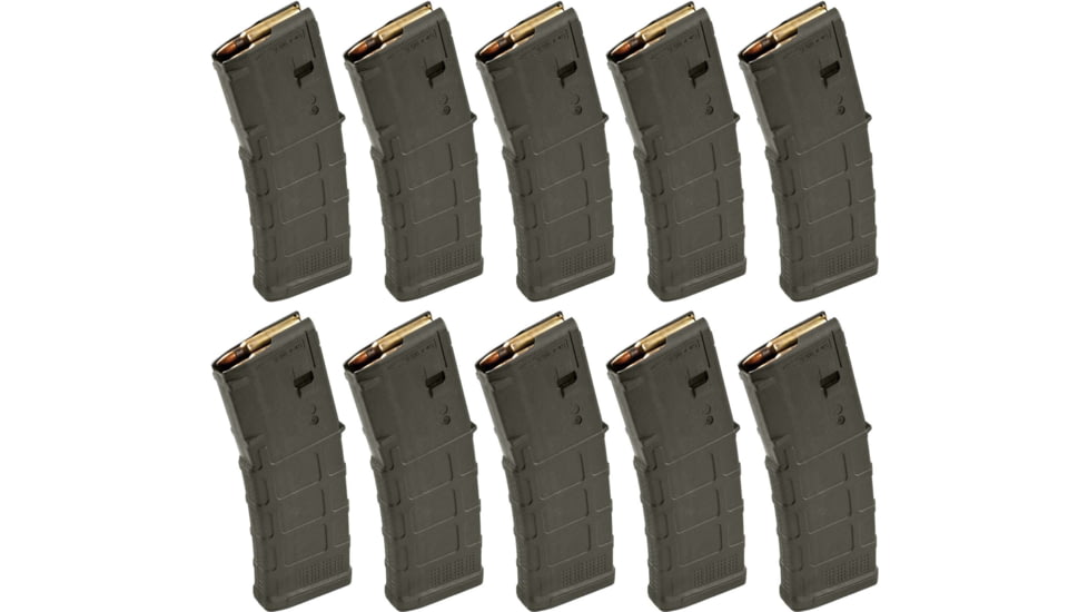 Magpul Industries PMAG GEN M3 AR-15/M16/M4 Rifle Magazine, .223 Rem/5.56x45mm NATO, 30 Round, Olive Drab Green, 10 Pack