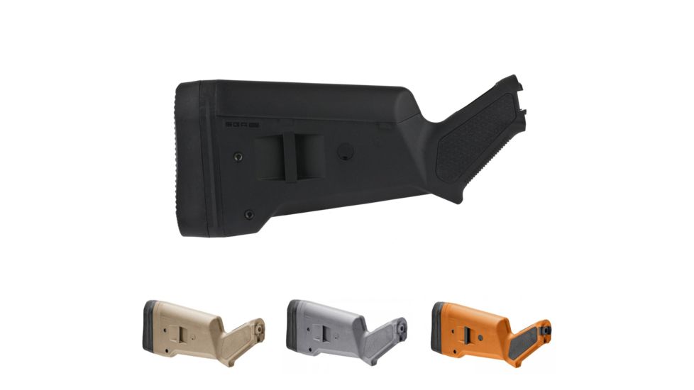 Magpul Industries SGA Shotgun Stock for Mossberg 500/590/590A1, Black, Flat Dark Earth, Grey, Orange