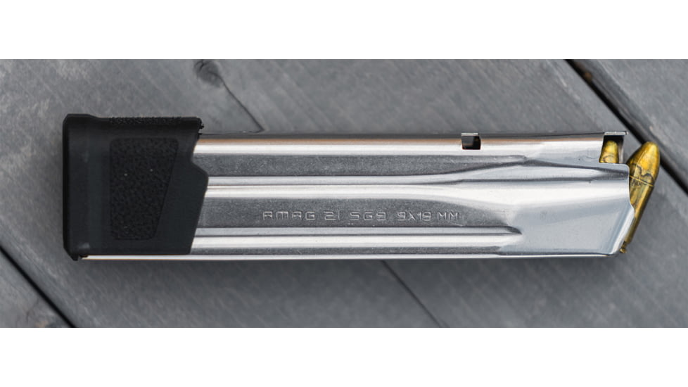 Magpul Industries SIG P320 9mm 21 Rounds Stainless Steel/Polymer Pistol Magazine, Silver/Black, MAG1465-SST