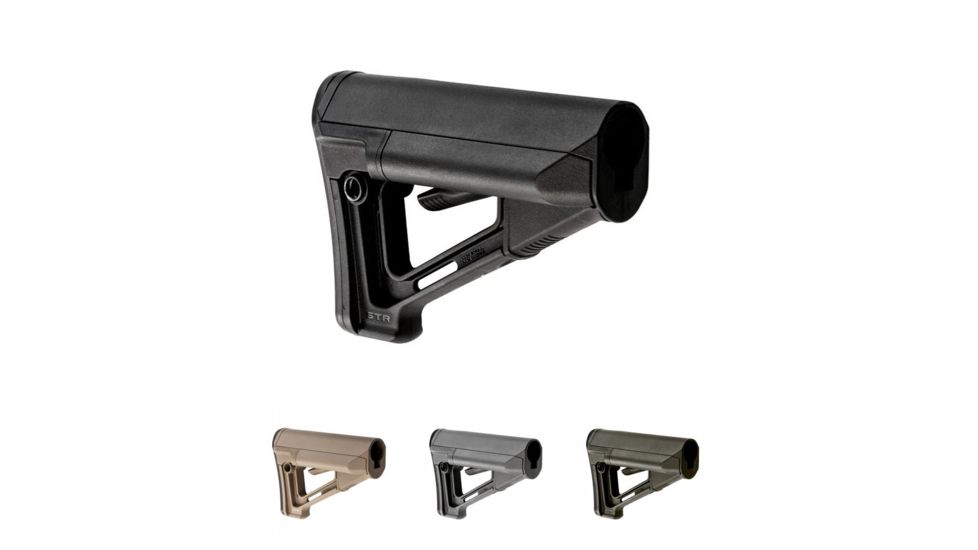 Magpul Industries STR Mil-Spec Carbine Stock, Black, Flat Dark Earth, Gray, OD Green