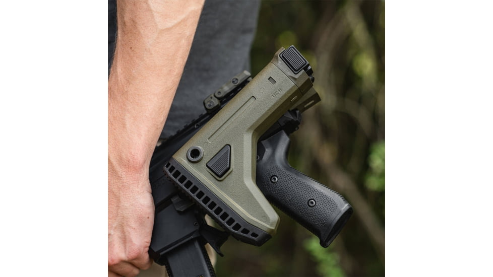 Magpul Industries Universal Carbine Stock, Fits 1913 Picatinny Rail, Side Folding, Adjustable Length of Pull, Matte Finish