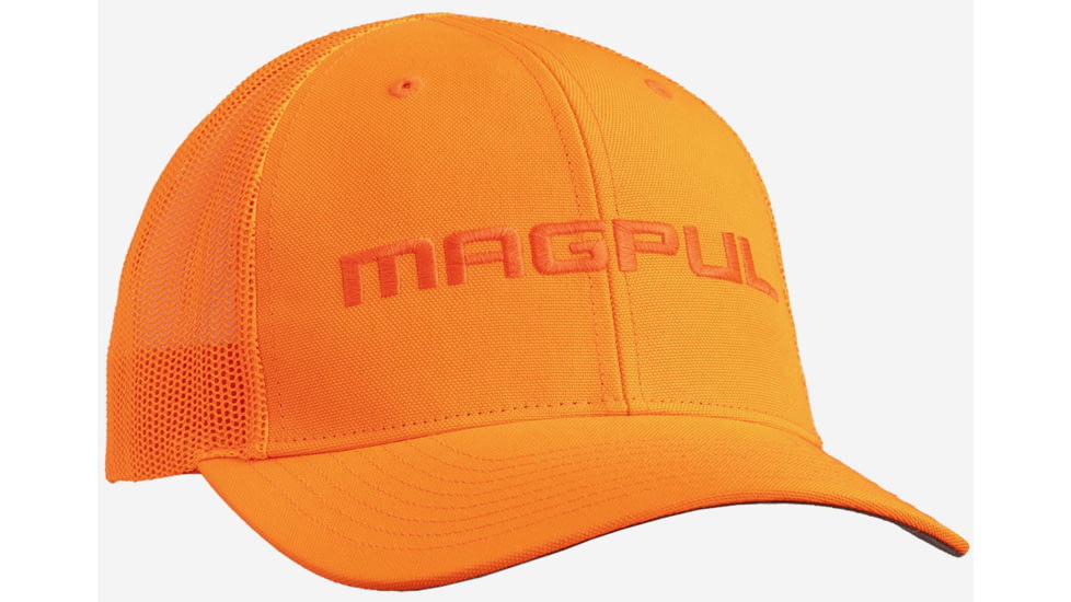 Magpul MAG1108-814 Wordmark Trucker Hat Blaze Orange OSFA