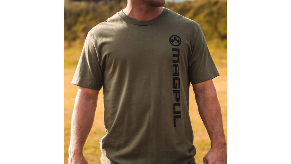 Magpul Vertical Logo Cotton T-Shirt - Men's, Olive Drab, 2XL, MAG1113-316-2X