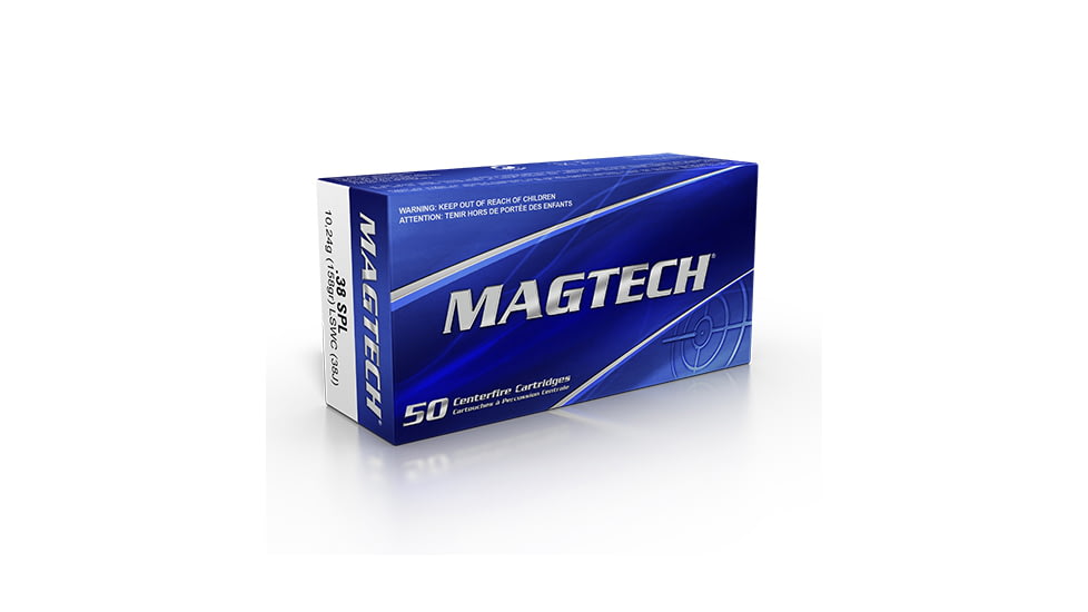 Magtech 38 Special 158 Grain Lead Semi Wadcutter Brass Cased Pistol Ammo, 50 Rounds, 38J