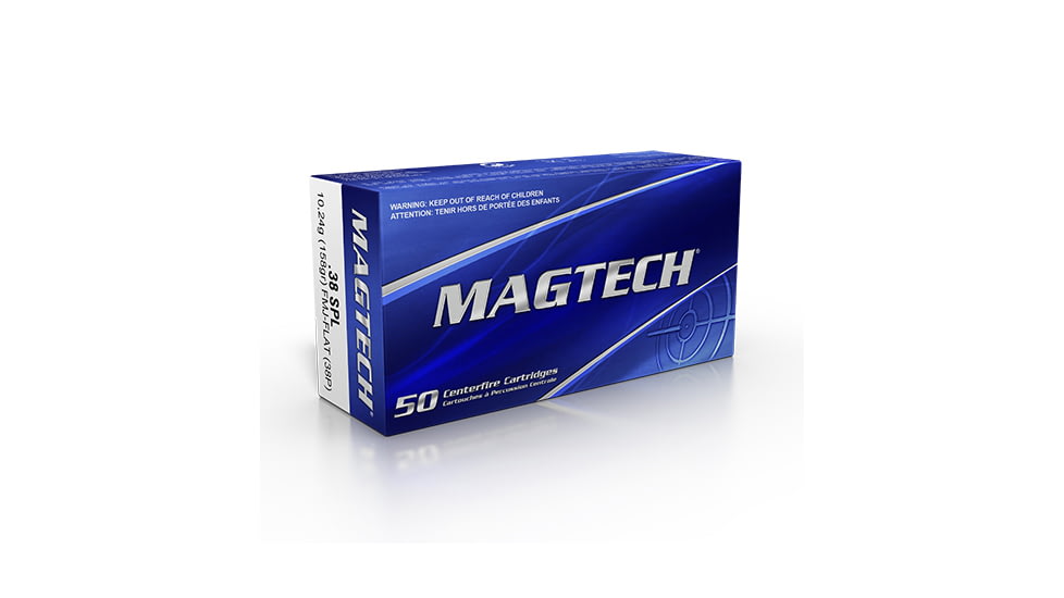 Magtech 38 Special 158 Grain Full Metal Jacket Flat Brass Cased Pistol Ammo, 50 Rounds, 38P