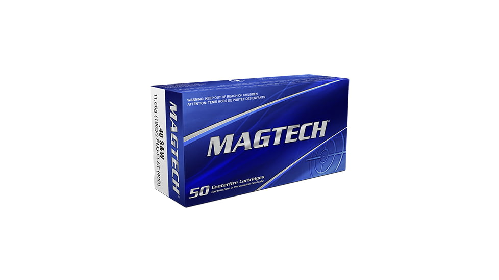 Magtech 40 S&amp;W 180 Grain Full Metal Jacket Flat Brass Cased Pistol Ammo, 50 Rounds, 40B