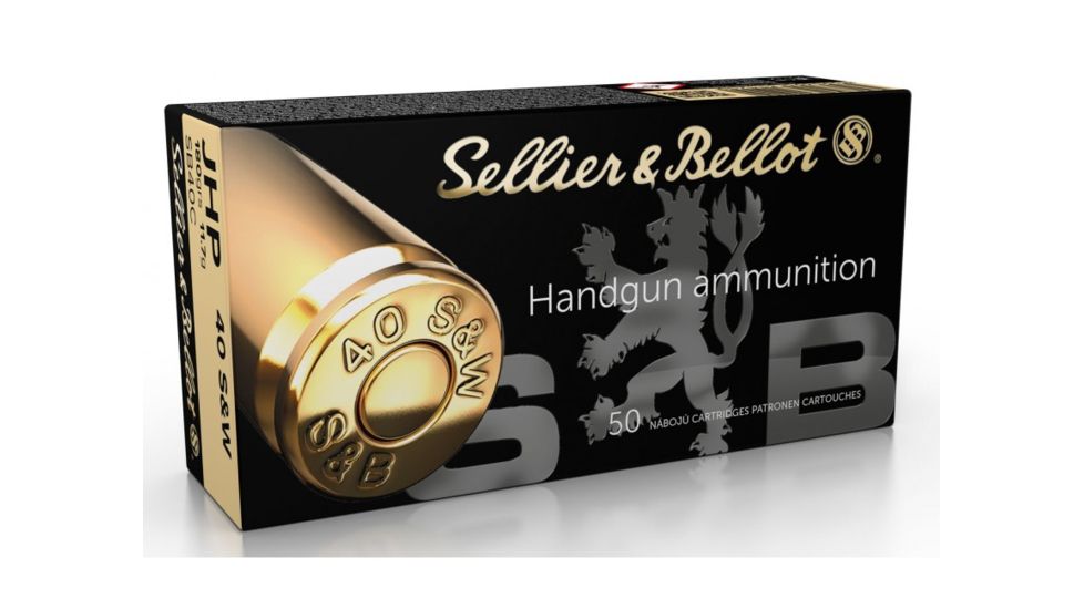 Sellier &amp; Bellot 40 S&amp;W 180 Grain Jacketed Hollow Point Pistol Ammo, 50 Rounds, SB40C