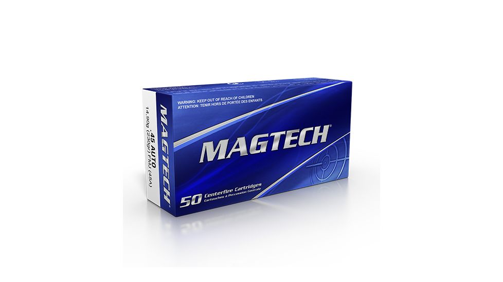 Magtech 45 Auto 230 Grain Full Metal Jacket Brass Cased Pistol Ammo, 50 Rounds, 45A