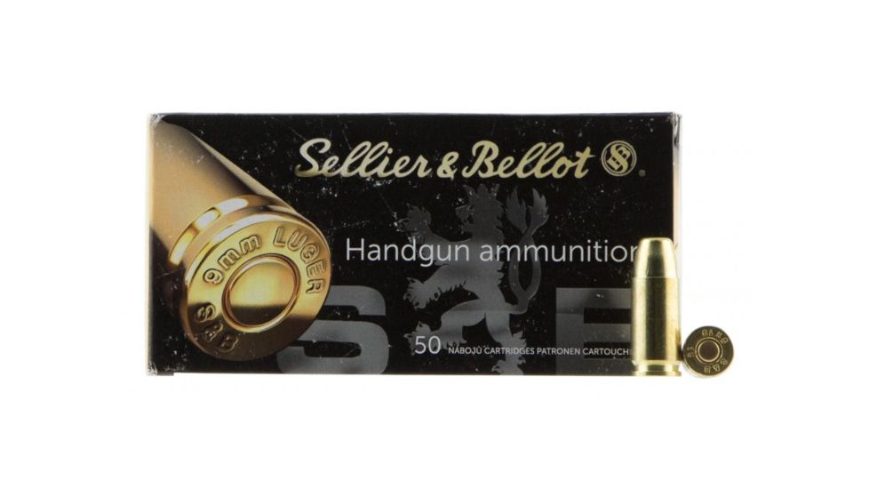 Sellier &amp; Bellot 9mm Luger 150 Grain Subsonic Full Metal Jacket Pistol Ammo, 50 Rounds, SB9SUBB