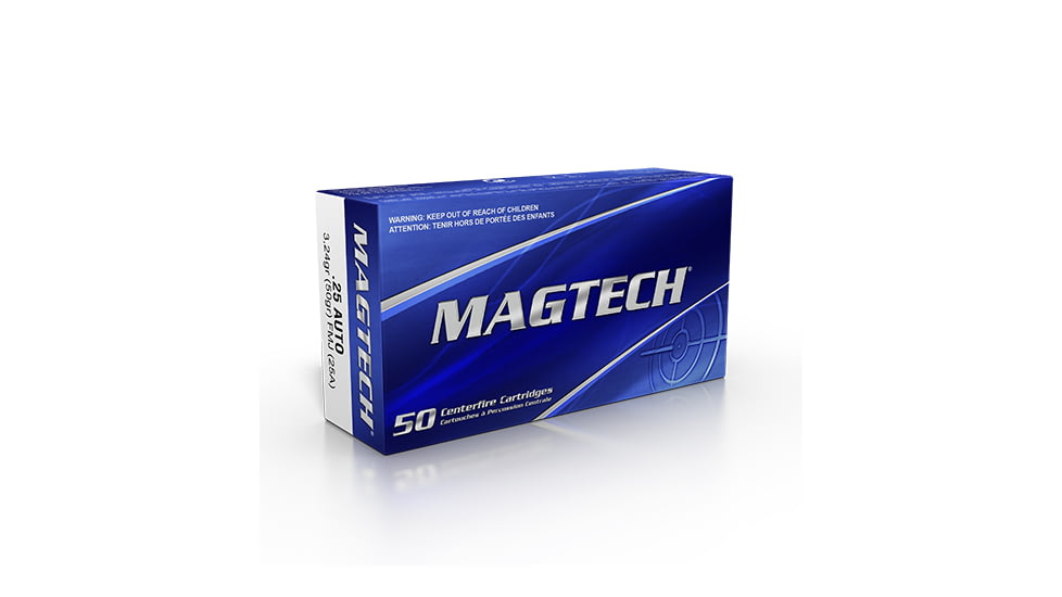 Magtech Handgun Ammunition .25 ACP 50 gr FMJ 760 fps 50/box, MG25A