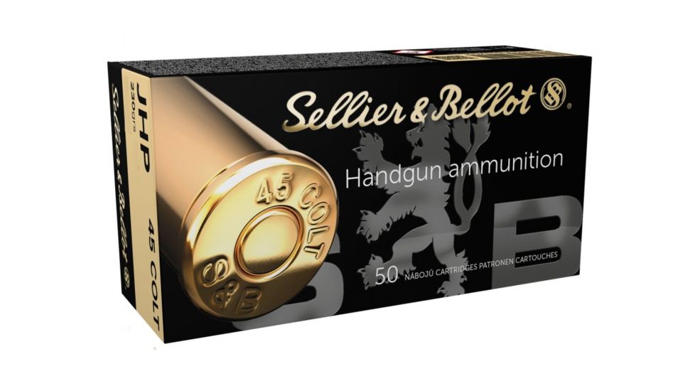 Sellier &amp; Bellot 45 Colt 230 Grain Cowboy Action Jacketed Hollow Point Pistol Ammo, 50 Rounds, SB45F