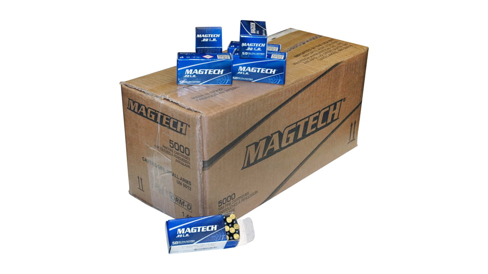 Magtech Rimfire .22 Long Rifle 40 Grain Lead Round Nose Brass Cased Ammo, 5000 Rounds, 22BCS