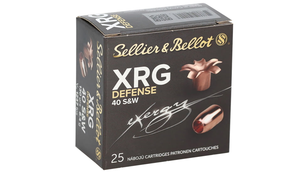 Sellier &amp; Bellot eXergy .40 S&amp;W 130 Grain TAC-EX-Blue Brass Cased Pistol Ammo, 25 Rounds, SB40XA