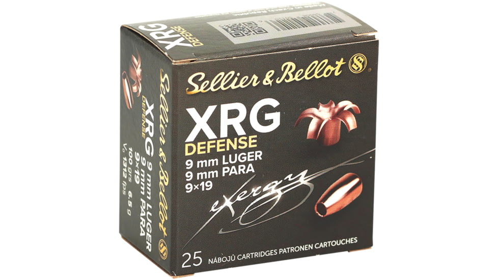 Sellier &amp; Bellot eXergy 9mm Luger 100 Grain TAC-EX-Blue Brass Cased Pistol Ammo, 25 Rounds, SB9XA