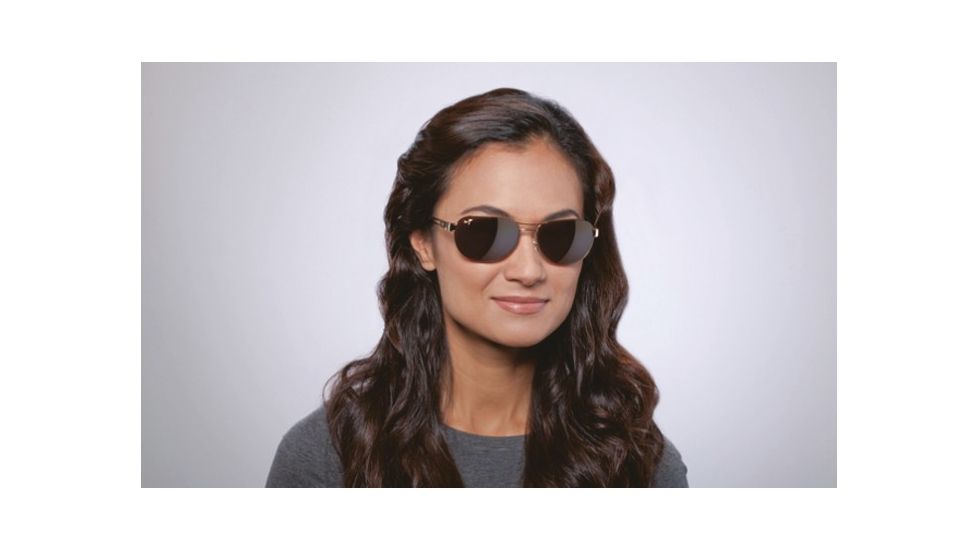 Maui Jim Mahina Sunglasses w/ Gold Frame and HCL Bronze Lenses - H229-16, On Model