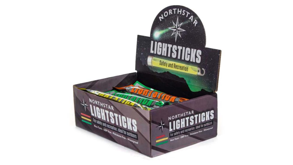 Major Outdoors 10-hour Northstar 6in Lightsticks, 24 Pack, Orange/Green/Yellow, 05-0734000000