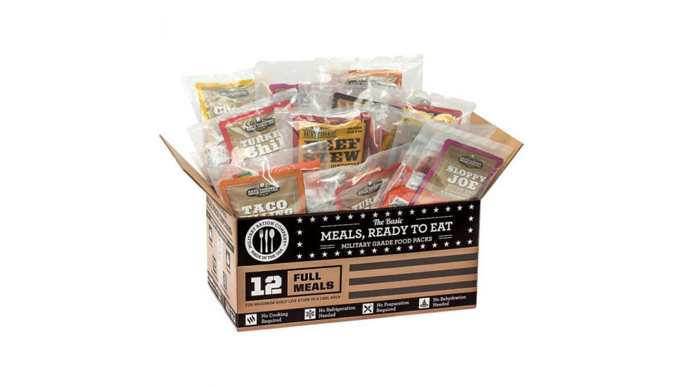 Major Outdoors MRE Basic 12 Meals, Entree/No Side Dish, 09-9177000000