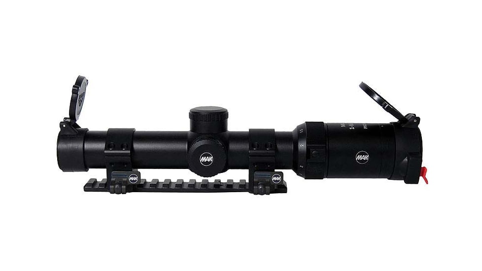 MAK Optics Makpro HD Rifle Scope, 1-6x24i, 24mm, 30mm Tube, Second Focal Plane, 4 Dot Reticle, 261602401