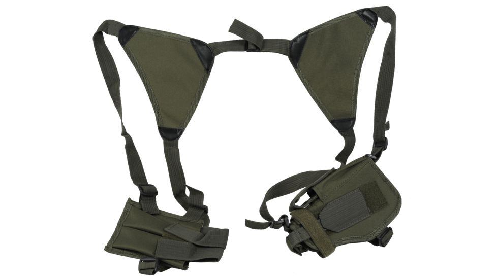 Global Military Gear Shoulder Tactical Holster w/ Double Mag Pouch, Black