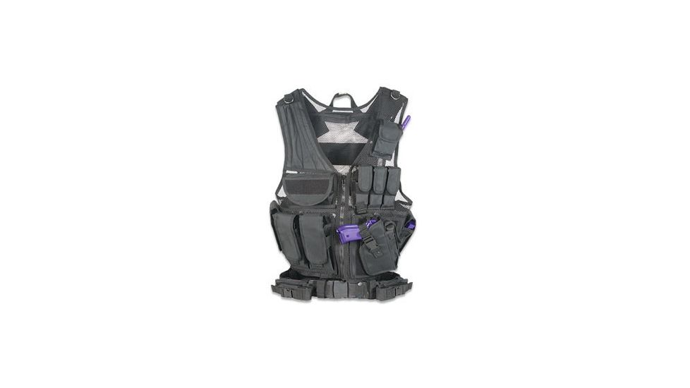 Global Military Gear Tactical Vest - Left Handed - Black, Black GM-TV1L