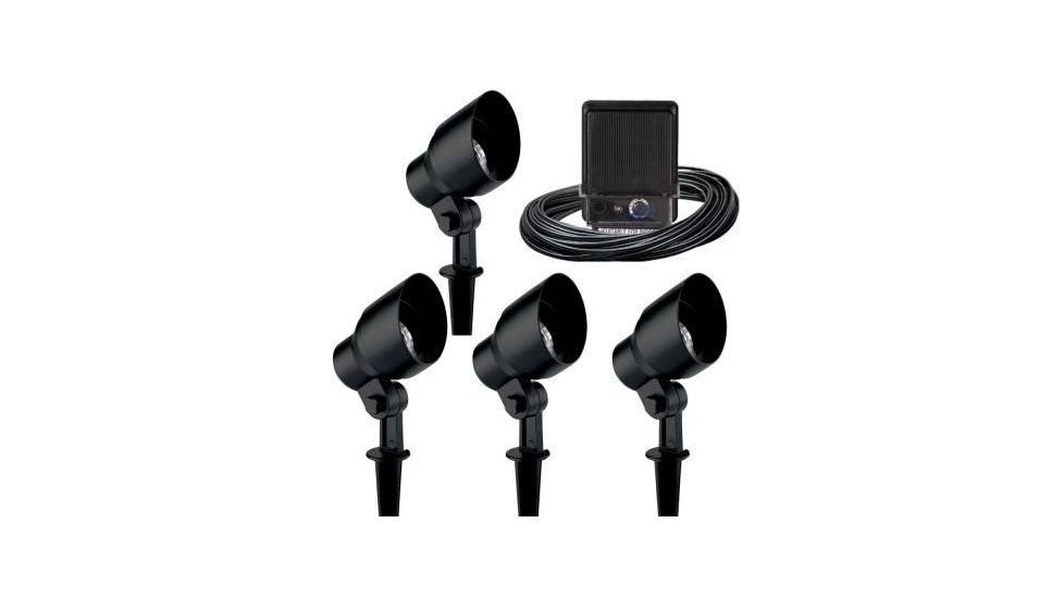 Malibu 4pc 20 Watt Halogen Cast Metal Outdoor Flood Light Kit,Black 8301-9904-04