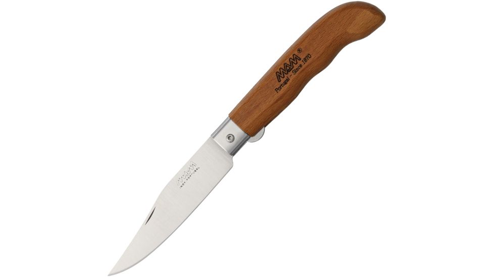 MAM Sportive Linerlock Folding Knife,3.25in,German Steel,Clip,Brown,Beechwood Handle MAM2046