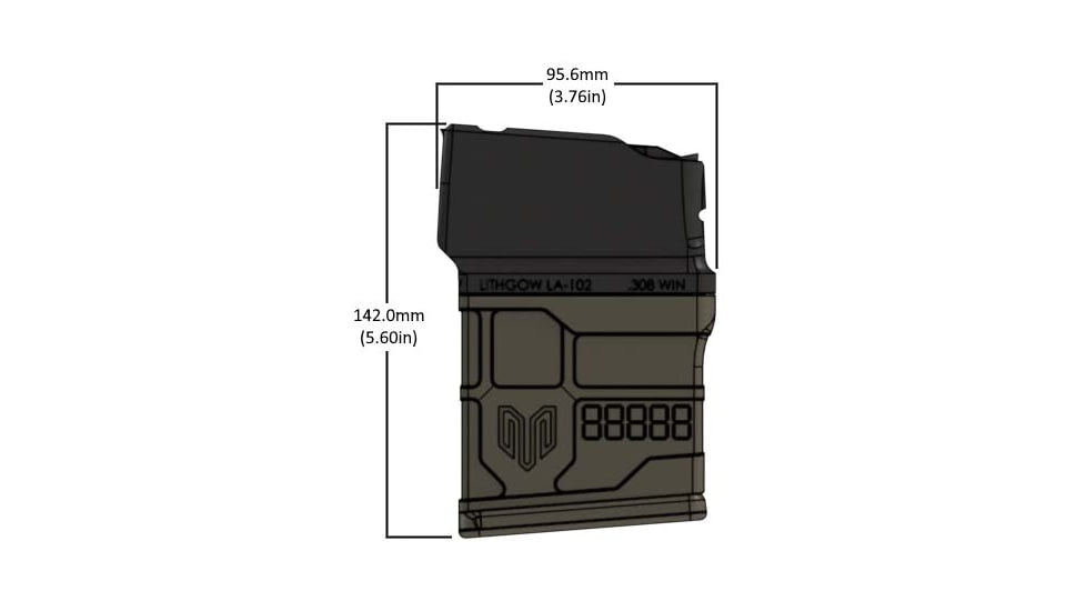Mamba Mag Straight Fit Magazine, Lithgow LA102, .308 Winchester, 10-Round, Black, 105187-BLK-10RD