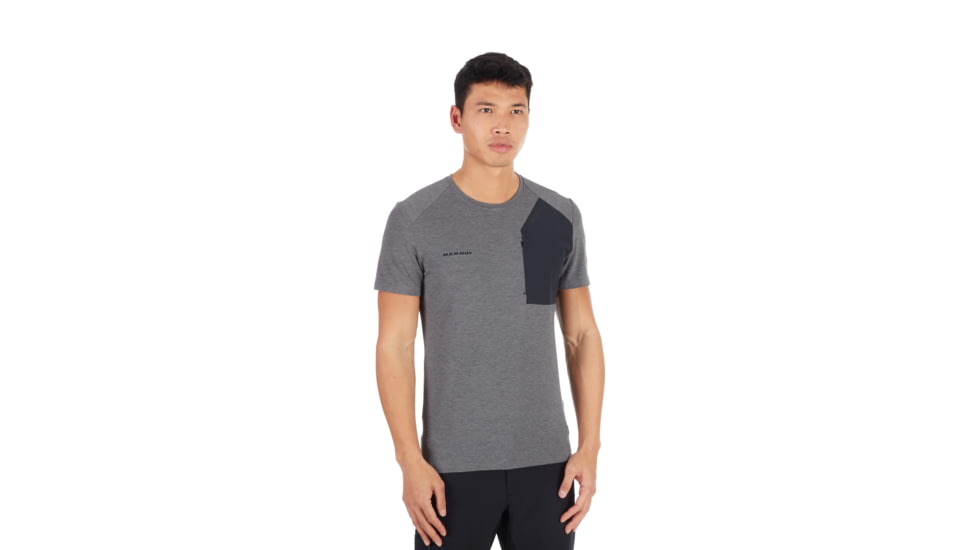 Mammut Crashiano Pocket T-Shirt - Mens, Black Mlange/Black, Large, 1017-00920-0034-115