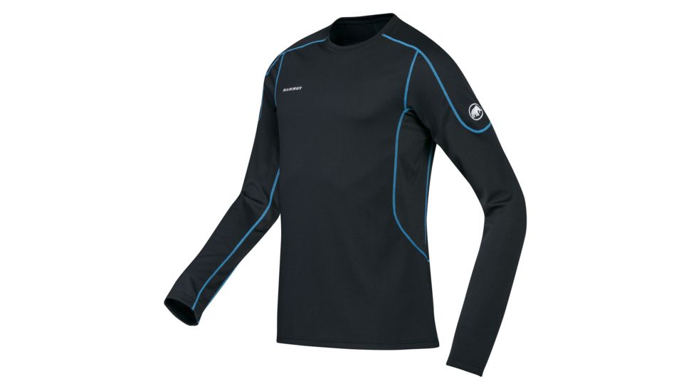 Mammut Go Warm Longsleeve - Men's-Black/Cyan-Small