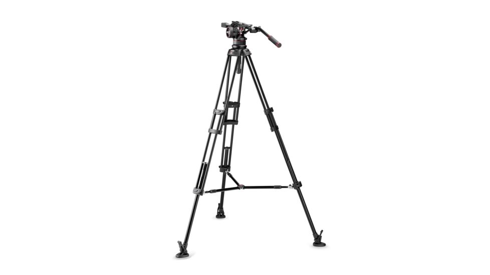 Manfrotto Nitrotech N12 Video Head w/ Twin leg Tripod Middle Spreader, Black, MVKN12TWINMUS