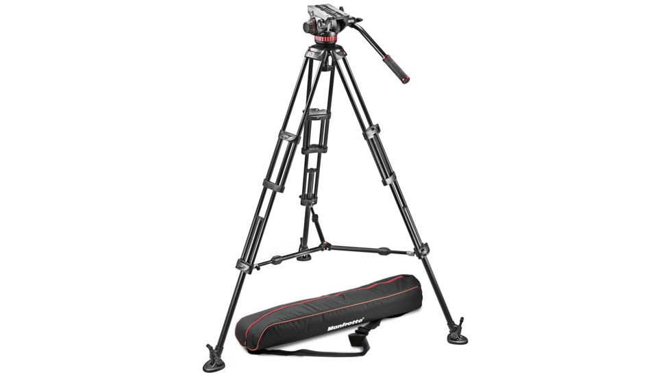 Manfrotto Professional Fluid Video System/Aluminum/Mid Spreader MVH502A w/546B Tripod MVH502A,546BK-1